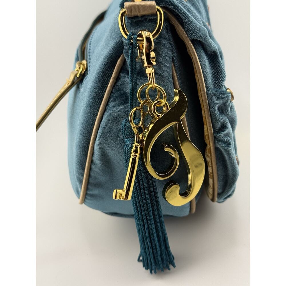 Twiggy London Velvet Bag With Colored Rhinestone Embellishments Teal - Picture 3 of 13